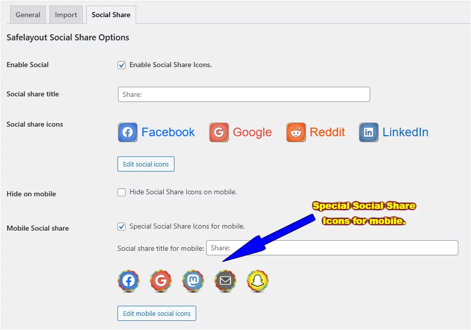 Special Social Share Icons for mobile.