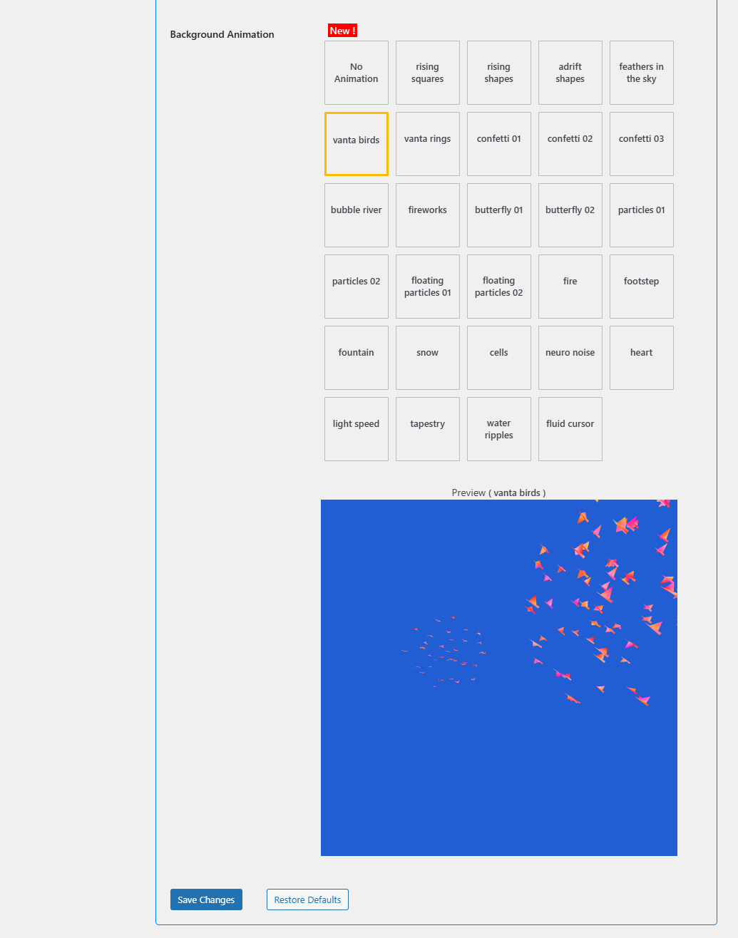 Background animation